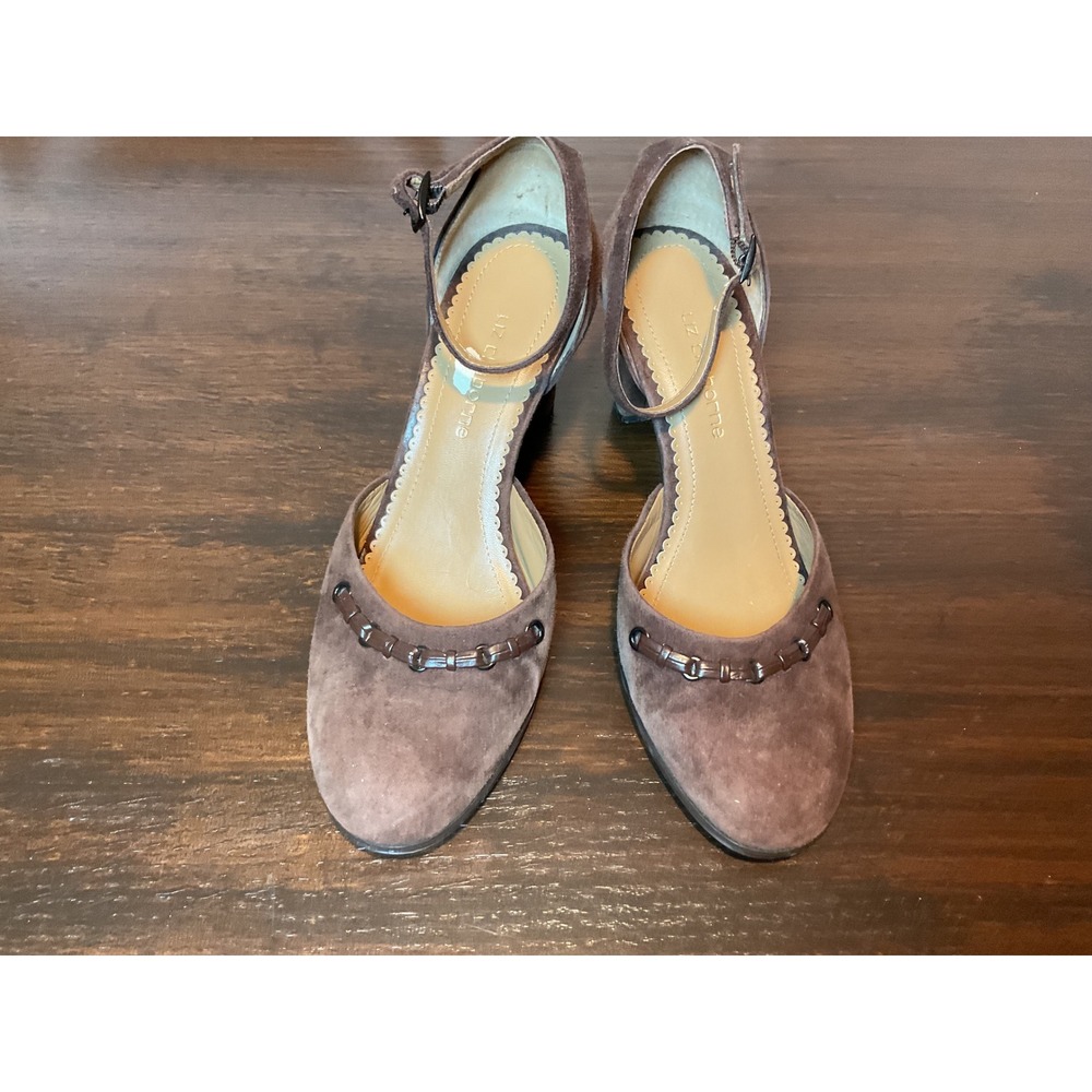 Liz Claiborne‎ Brown Suede Ankle Strap Heels Women's Fedora SR0703 Dress Shoes